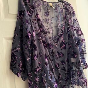 Velvet purple florals.  See through top
